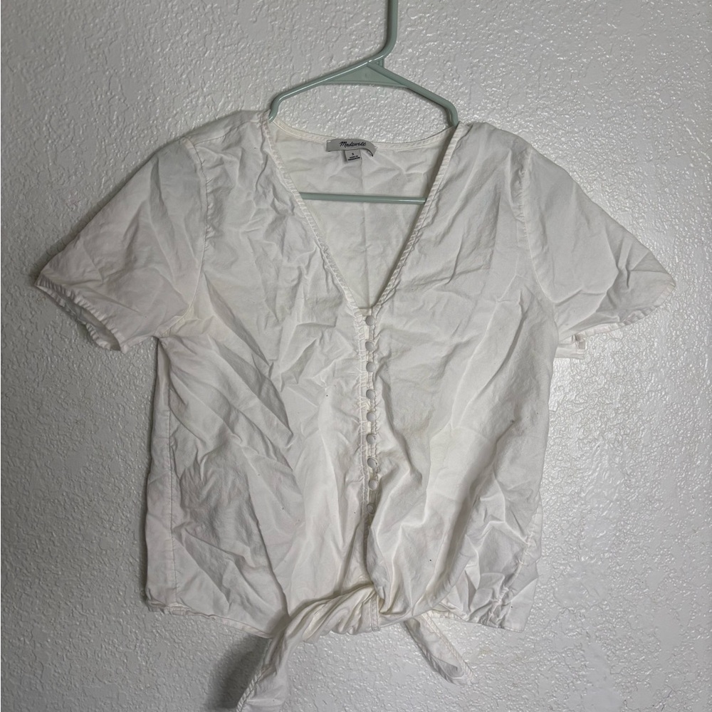 Madewell White V-Neck Buttoned Women's Top size S excellent condition